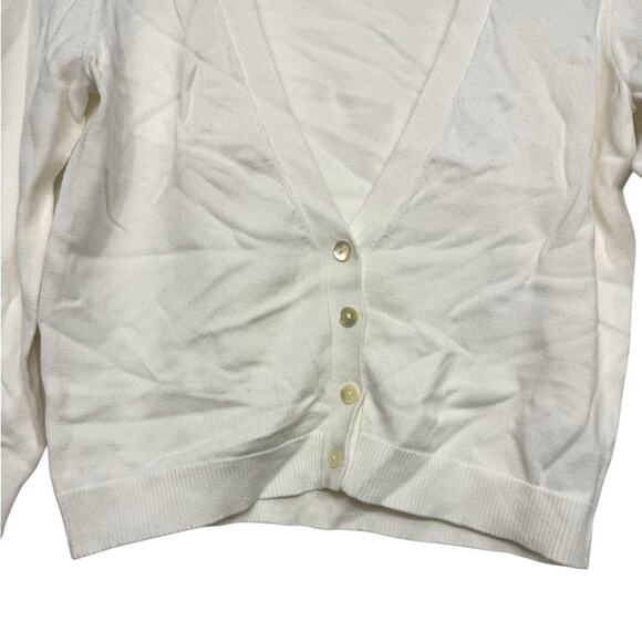 Hartly x Autumn Cashmere White Cotton Blend Cropped Cardigan XS Italian Yarn - Picture 3 of 7